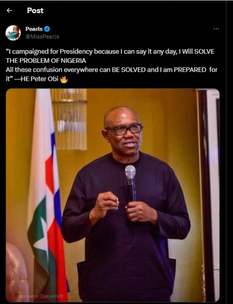 Peter Obi: I Campaigned For Presidency Because I Can Say It Any Day, I Will Solve The Problem Of Nigeria.